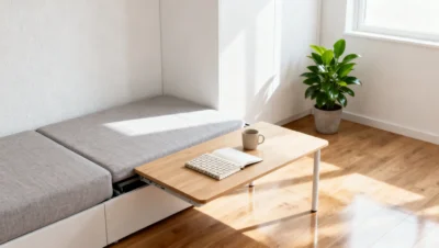 Vista de muebles multifuncionales para pisos pequeños